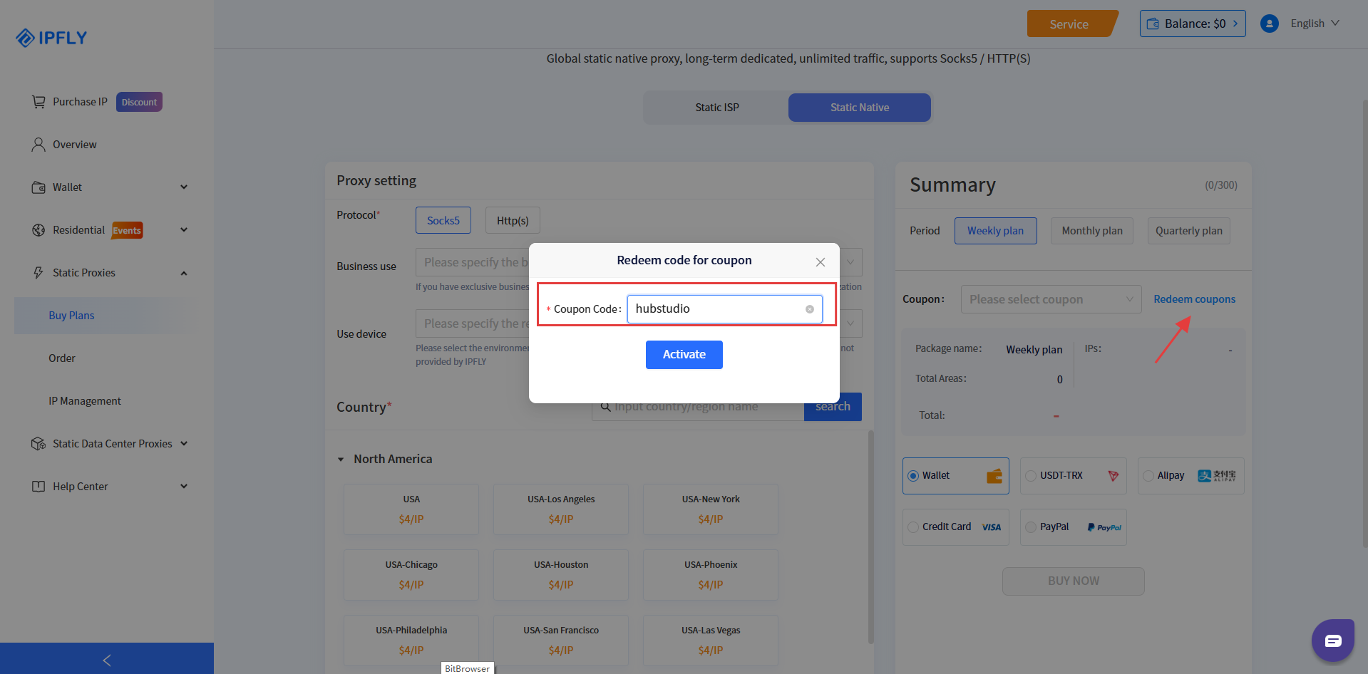 IPFLY在Hubstudio的配置教程