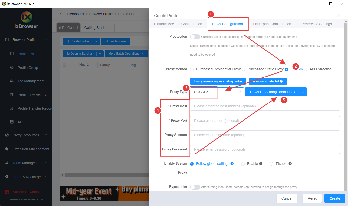 ixBrowser配置IPFLY代理教程